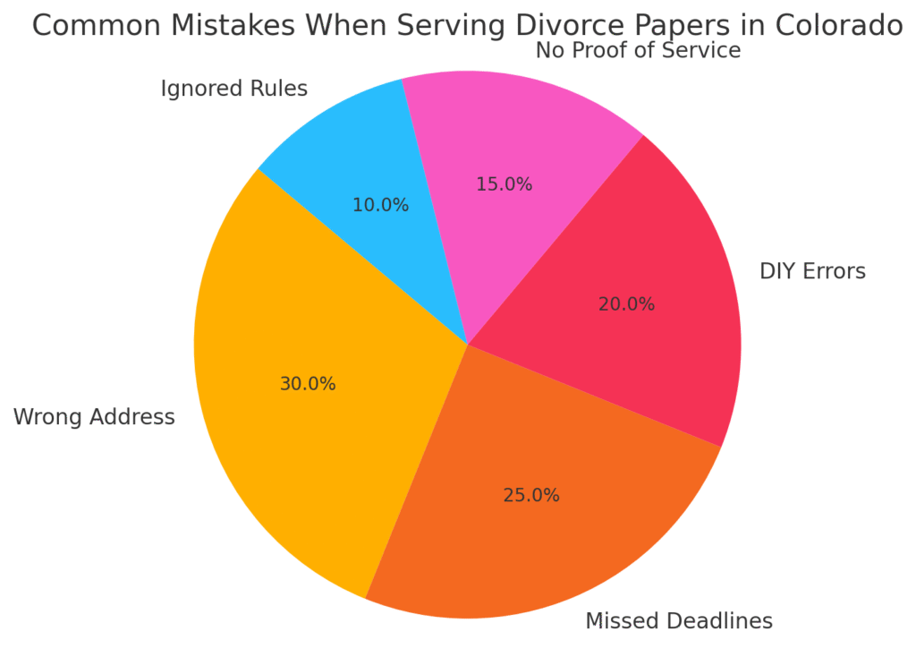 data shoing the percentage of mistakes when serving divorce papers in colorado. No BULL Process Service will make sure your divorce papers are served on time so that you can conclude your divorce faster
